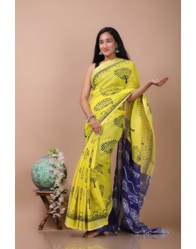 cotton linen saree with blouse piece