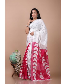 cotton linen saree with blouse piece