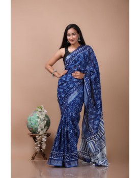 cotton linen saree with blouse piece