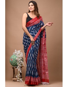 cotton linen saree with blouse piece