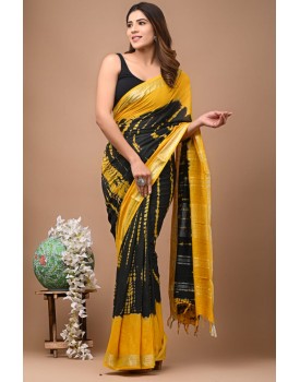 cotton linen saree with blouse piece