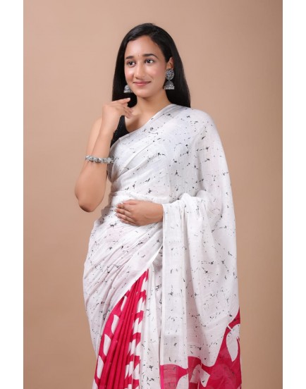 cotton linen saree with blouse piece