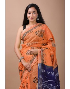 cotton linen saree with blouse piece