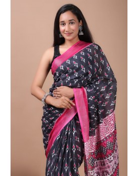 cottton linen saree with blouse piece