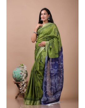 cotton linen saree with blouse piece