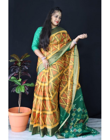 Ikkat pochampally pure siko silk sarees