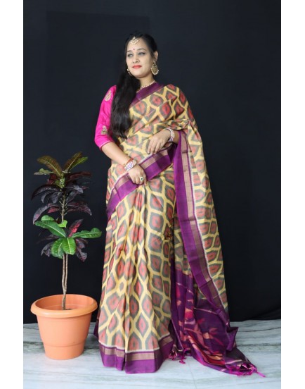 Ikkat pochampally pure siko silk sarees