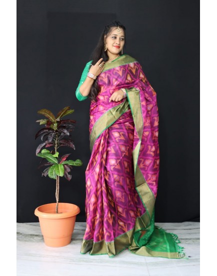 Ikkat pochampally pure siko silk sarees