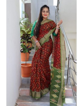 Ikkat pochampally pure siko silk sarees