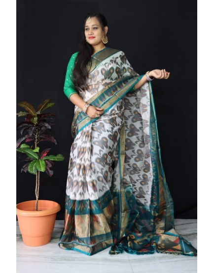 Ikkat pochampally pure siko silk sarees