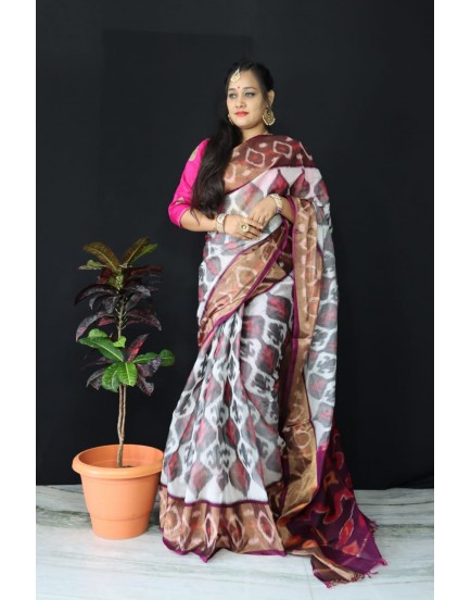 Ikkat pochampally pure siko silk sarees