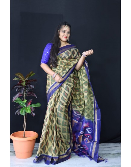 Ikkat pochampally pure siko silk sarees