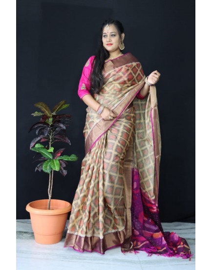 Ikkat pochampally pure siko silk sarees