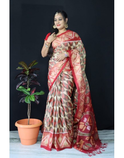 Ikkat pochampally pure siko silk sarees