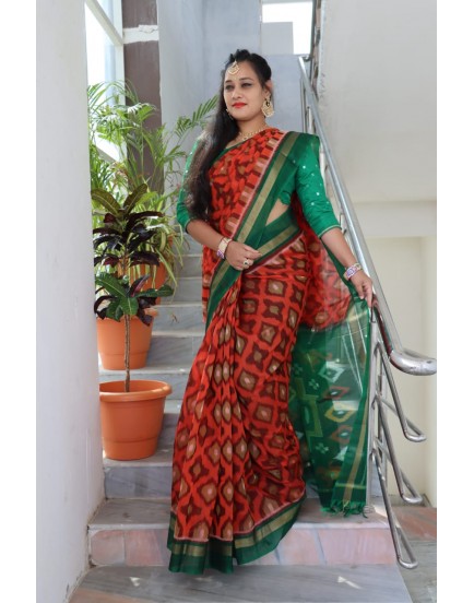 Ikkat pochampally pure siko silk sarees