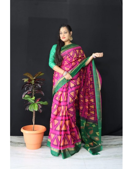 Ikkat pochampally pure siko silk sarees