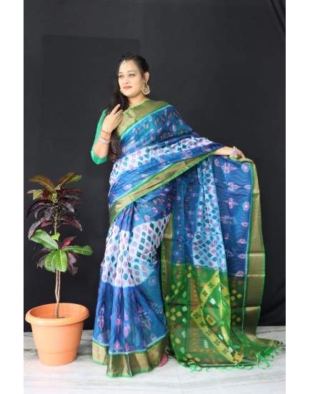 Ikkat pochampally pure siko silk sarees