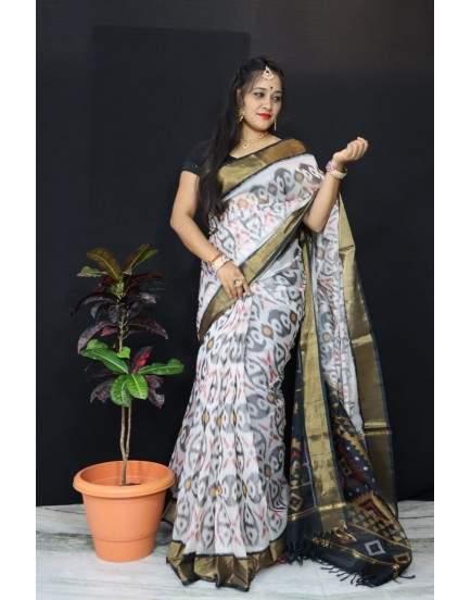 Ikkat pochampally pure siko silk sarees