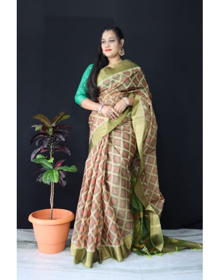 Ikkat pochampally pure siko silk sarees