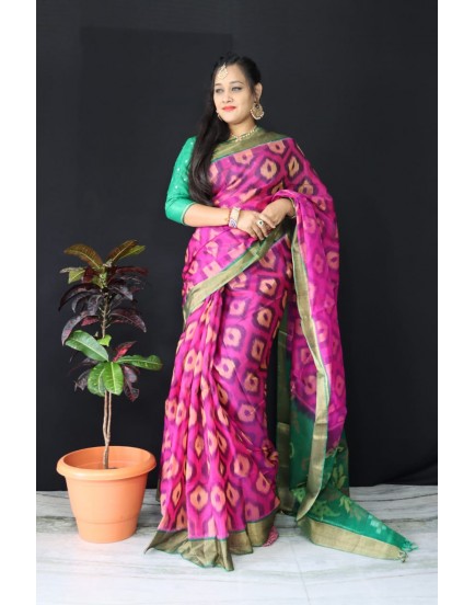 Ikkat pochampally pure siko silk sarees