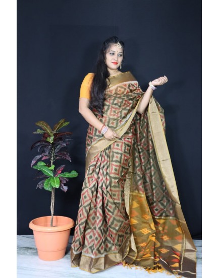 Ikkat pochampally pure siko silk sarees