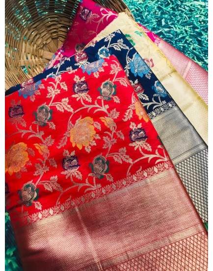   LICHI SILK WITH WIVING SILVER ZARI AND NICE EXTRA ORDNARY DESIGN
