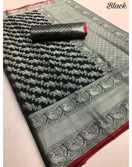   LICHI SILK WITH WIVING SILVER ZARI AND NICE EXTRA ORDNARY DESIGN