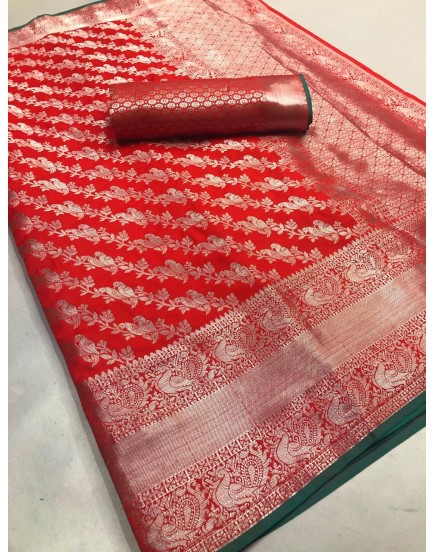   LICHI SILK WITH WIVING SILVER ZARI AND NICE EXTRA ORDNARY DESIGN