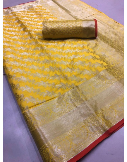   LICHI SILK WITH WIVING SILVER ZARI AND NICE EXTRA ORDNARY DESIGN
