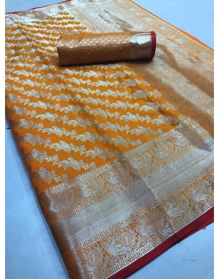   LICHI SILK WITH WIVING SILVER ZARI AND NICE EXTRA ORDNARY DESIGN