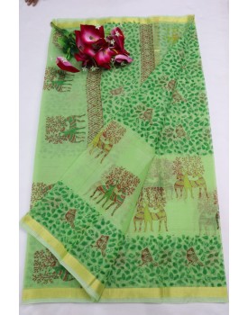 KOTA DORIA SOFT COTTON "BLOCK PRINT" SAREE